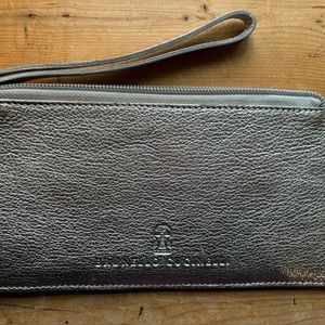 Brunello Cucinelli platinum  leather wristlet wallet 8”